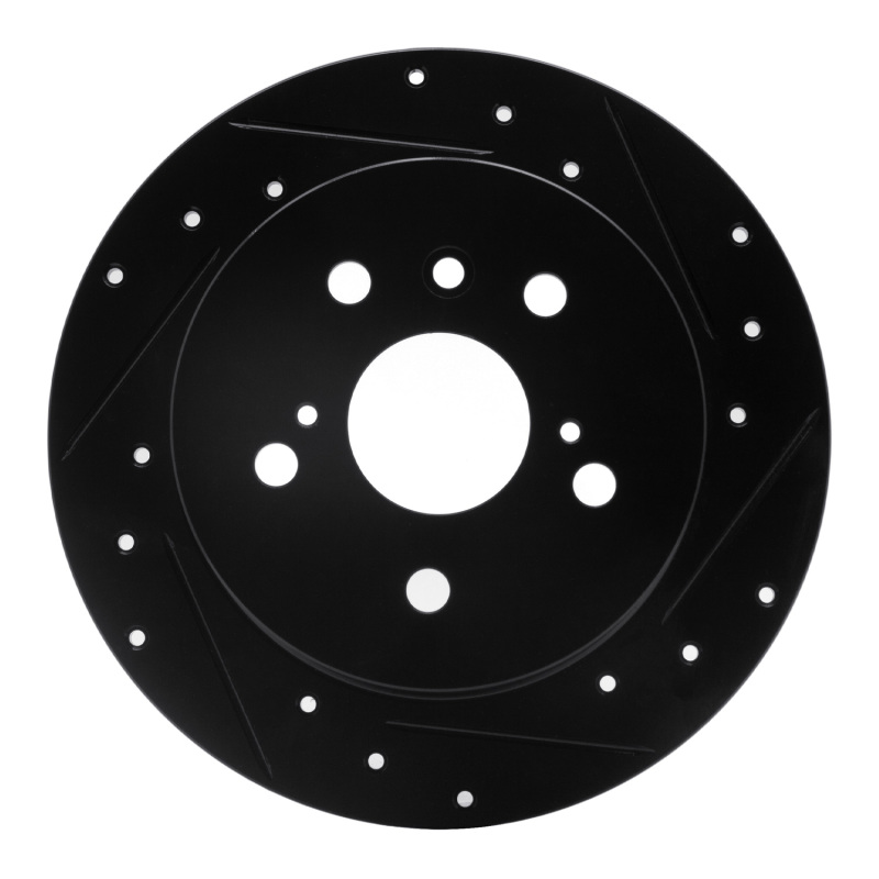 Lexus ES300H Brake Rotor (1) - Rear Right - R1 Concepts - Drilled & Slotted - Black - `12-`18